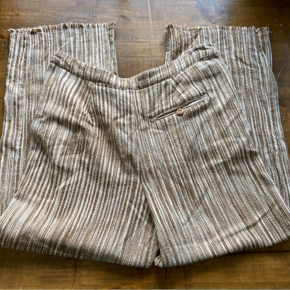 Free People Marta Yarn Stripe Dyed Trouser Pants-Brown/Ivory-8-Boho/Fringe Hem - Picture 7 of 7